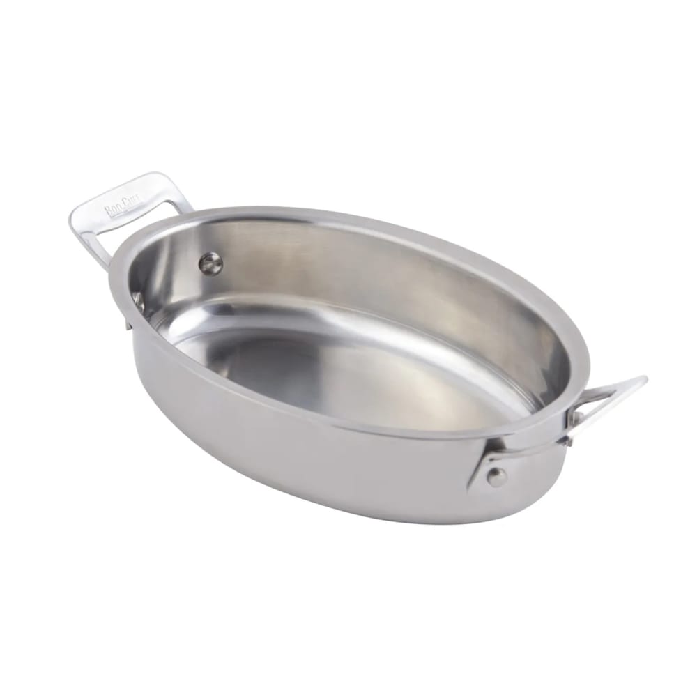 Bon Chef 60028 20 oz. Oval, Cucina Casserole Dish, 18/8 Stainless