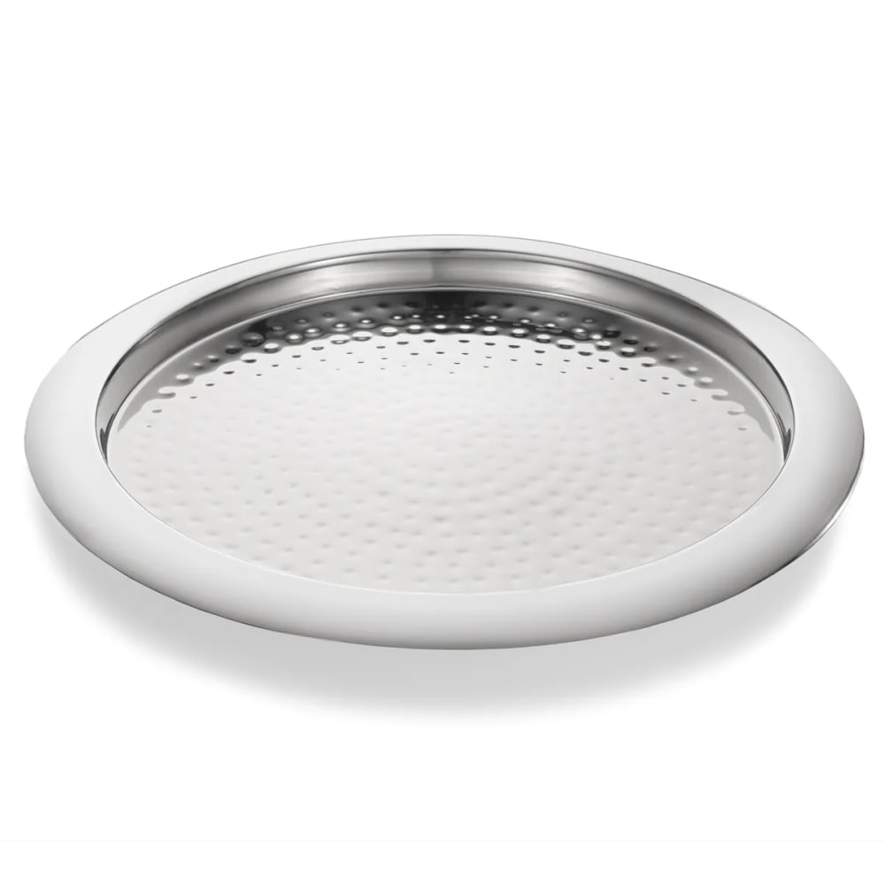 Bon Chef 61278 15 1/2" Round Tray, Stainless w/ Hammered Finish