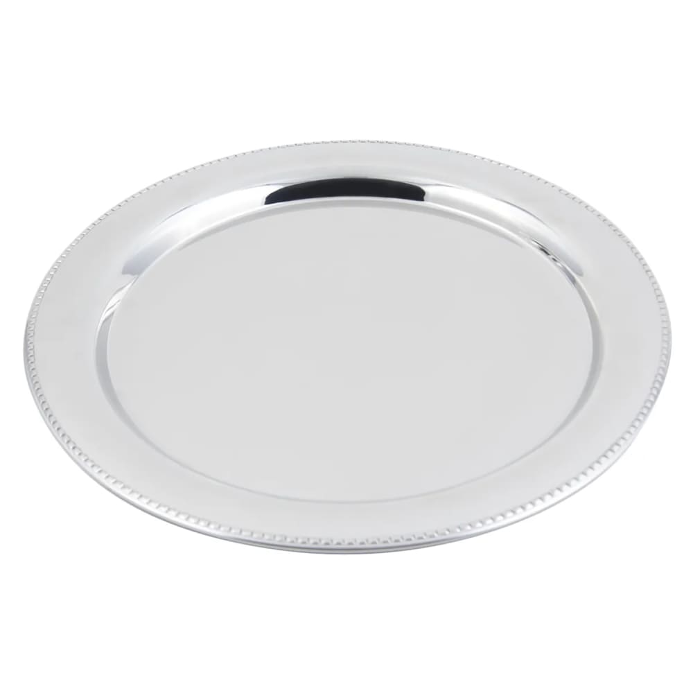 Bon Chef 61331 15" Round Tray w/ Bead Border, Stainless