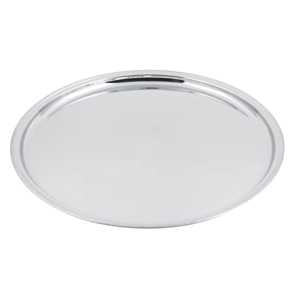 Bon Chef 61333 20" Round Tray w/ Bead Border, Stainless