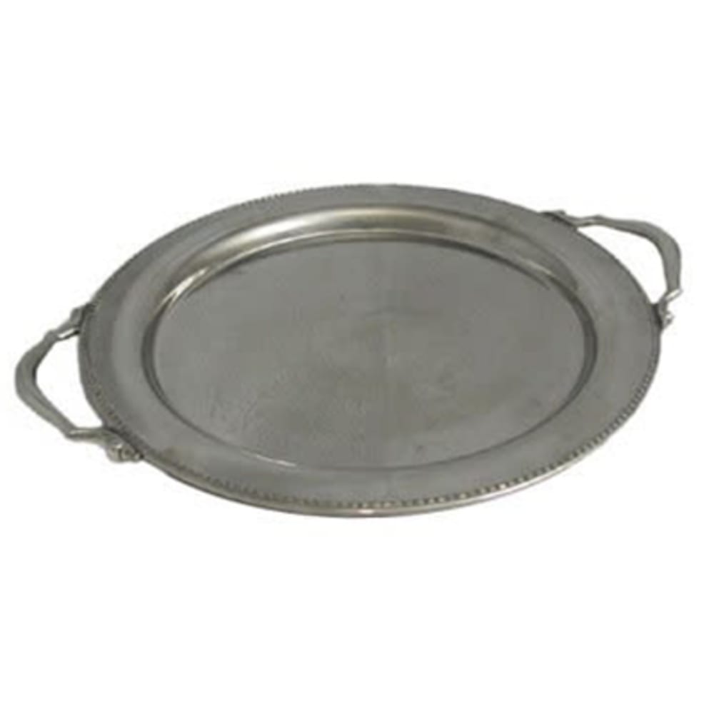 Bon Chef 61334 13" Round Tray w/ Handle & Etching,  Border, Stainless
