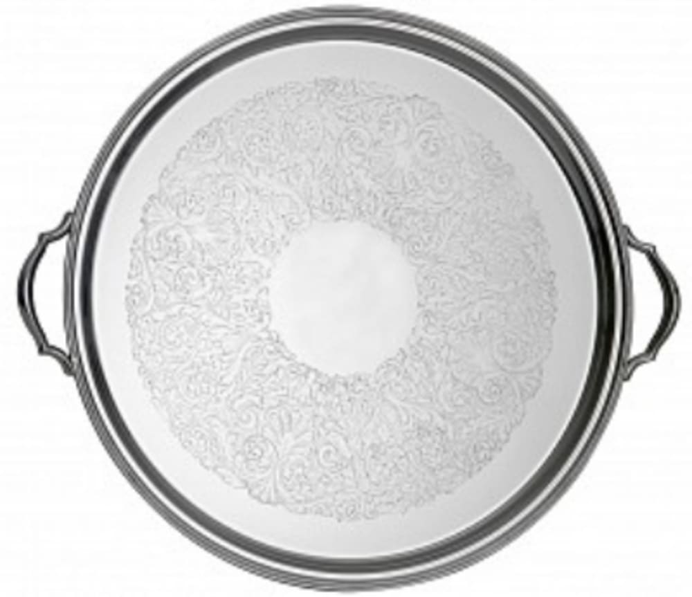 Bon Chef 61337 20" Round Tray w/ Bead Border, Stainless