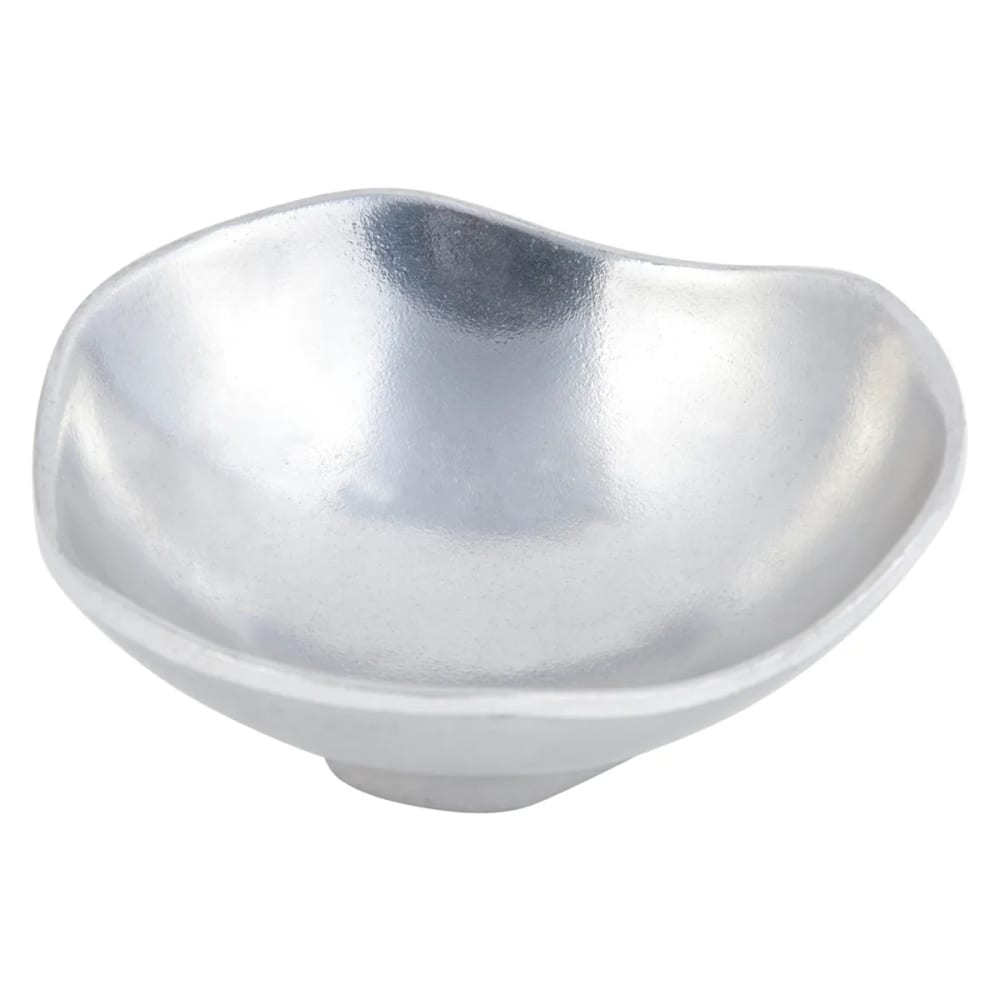 Bon Chef 9015 16 oz Round Scalloped Footed Salad Bowl, Aluminum/Pewter-Glo