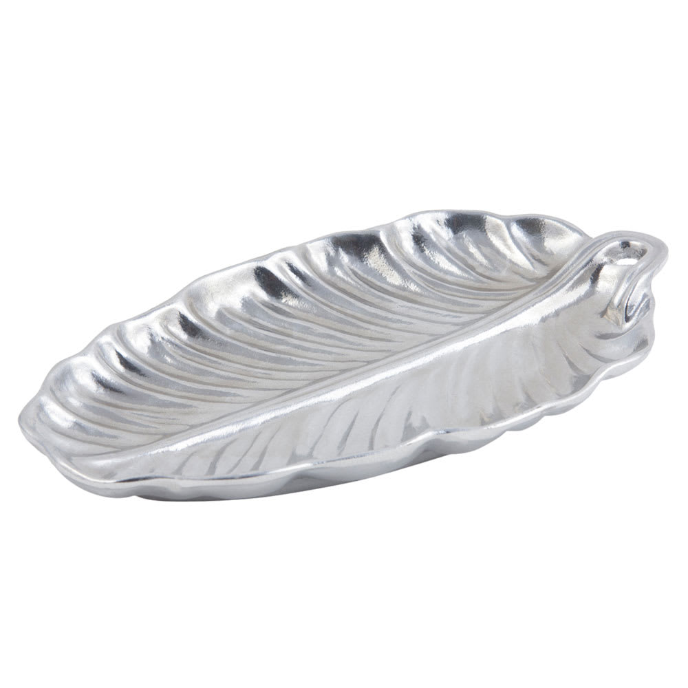 Bon Chef 9800 Leaf Design Serving Platter, 5 1/2" x 10", Aluminum/Pewter Glo