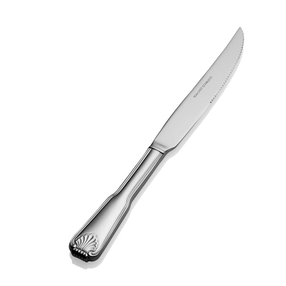 Bon Chef S2015 Shell European Steak Knife w/ Solid Handle, 13/0 Stainless