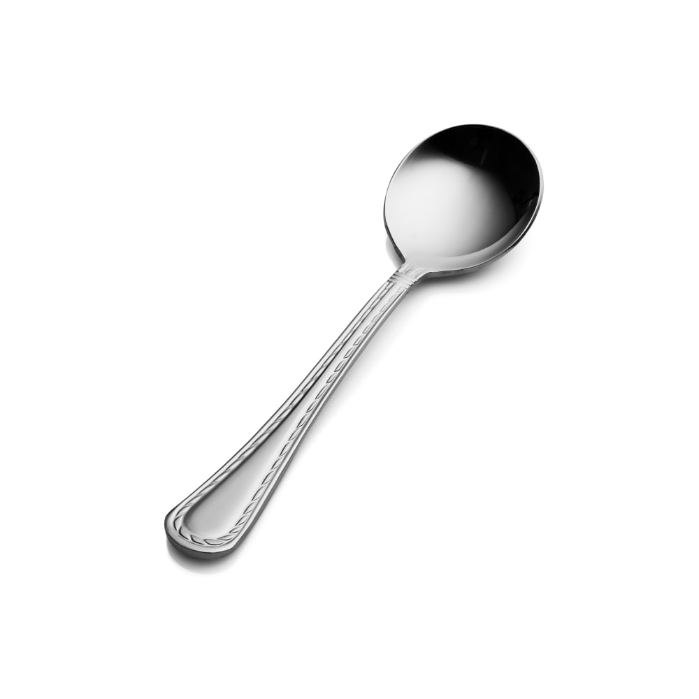 Bon Chef S401 6.09" Bouillon Spoon with 18/8 Stainless Grade, Amore Pattern