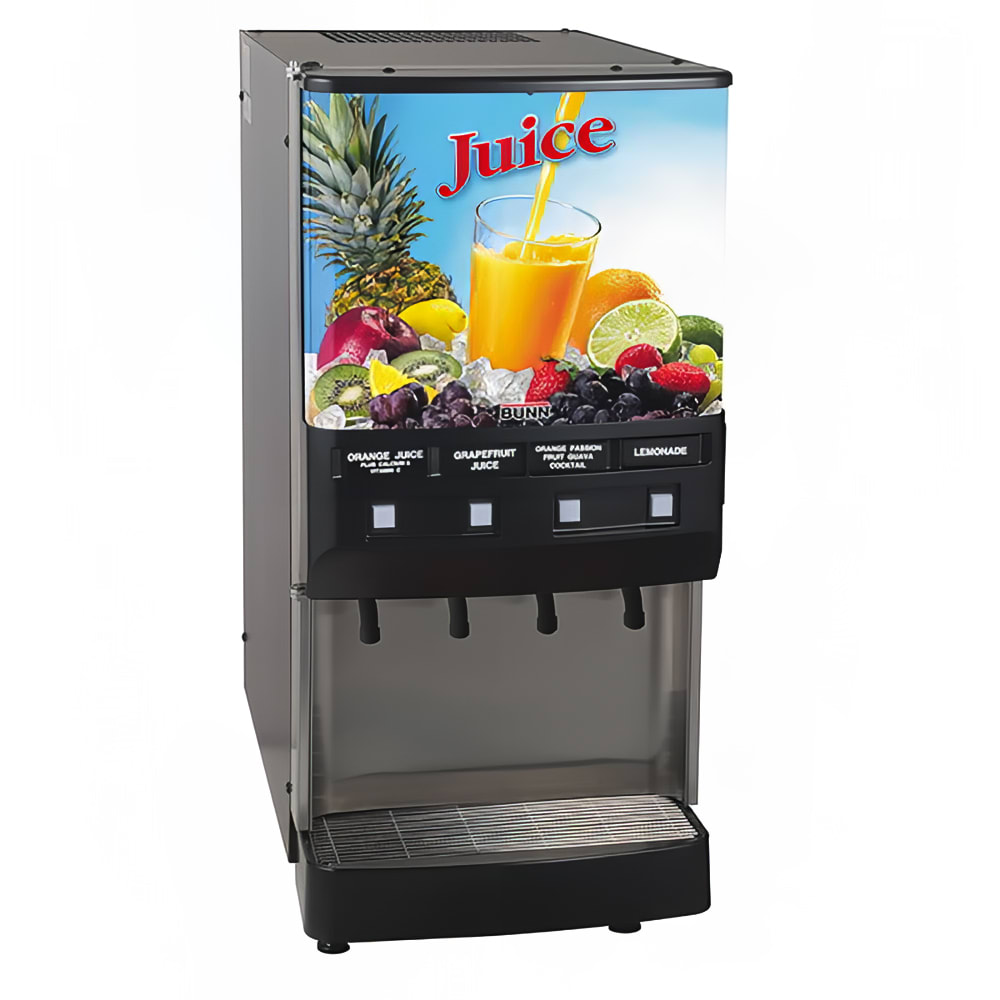 Bunn JDF-4S Silver Series® Refrigerated Drink Dispenser w/ (4) 1 gal Bowls, Mixing, Unlit Juice Graphic, 120v (37300.0000)