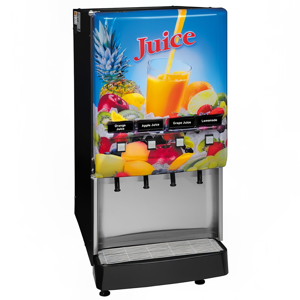 Bunn JDF-4S Silver Series® Refrigerated Drink Dispenser w/ (4) 1 gal Bowls, Mixing, Lit Juice Graphic, 120v (37300.0004)
