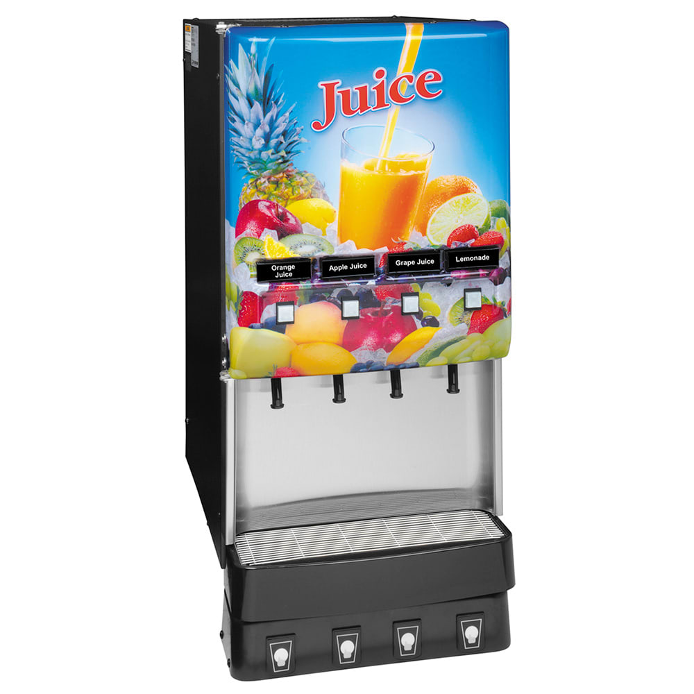 Bunn JDF-4S Silver Series® Refrigerated Drink Dispenser w/ (4) 1 gal Bowls, Mixing, Lit Juice Graphic, 120v (37300.0054)