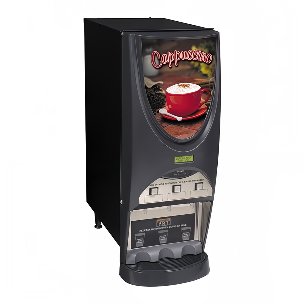 Bunn iMIX-3+ iMIX®-3S Plus Hot Drink Dispenser, Cappuccino Display, 3 Hoppers, Black (38600.0001)