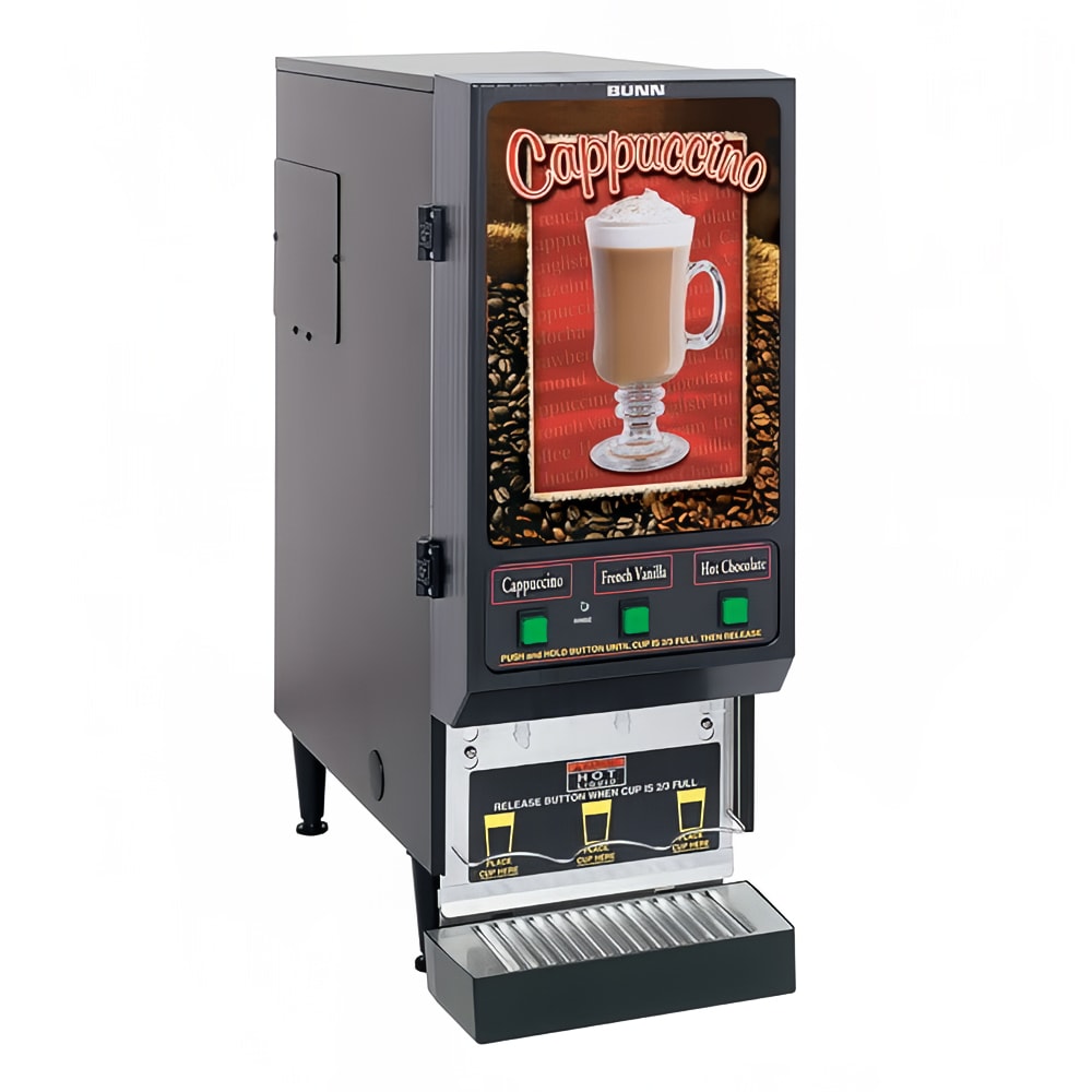 Bunn FMD-3 Fresh Mix Hot Powdered Drink Machine, 3 Hoppers, Cafe Display, 120v (SET00.0197)