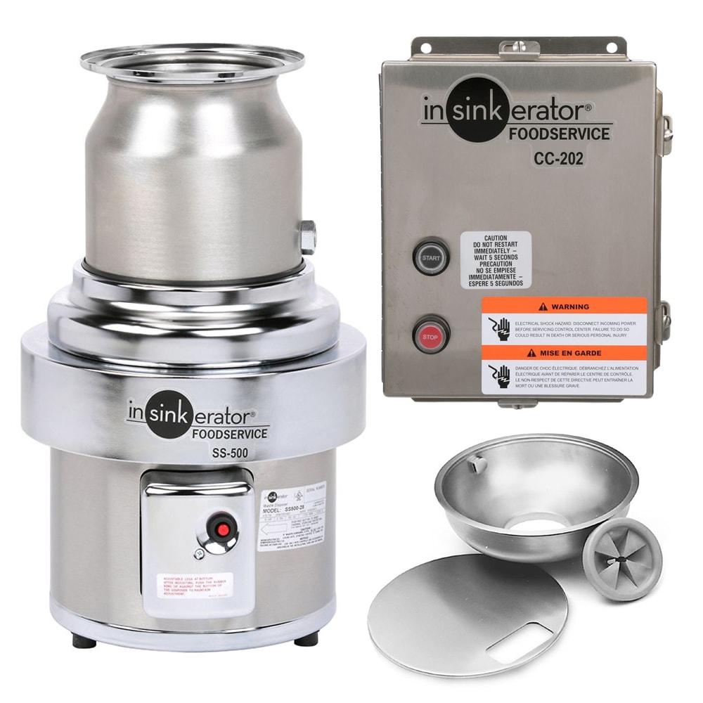 InSinkErator S-500-18A-CC202 Disposer Pack w/ 18 in Bowl & Cover, CC202 Panel, 5 HP, 208/3 V