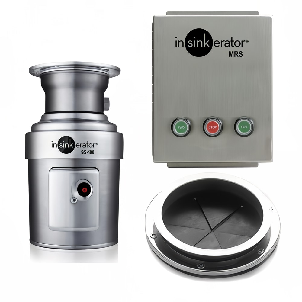 InSinkErator SS-100-6-MRS Disposer Package, #6 Adaptor, Manual Reverse Switch, 1 HP, 208v/3ph