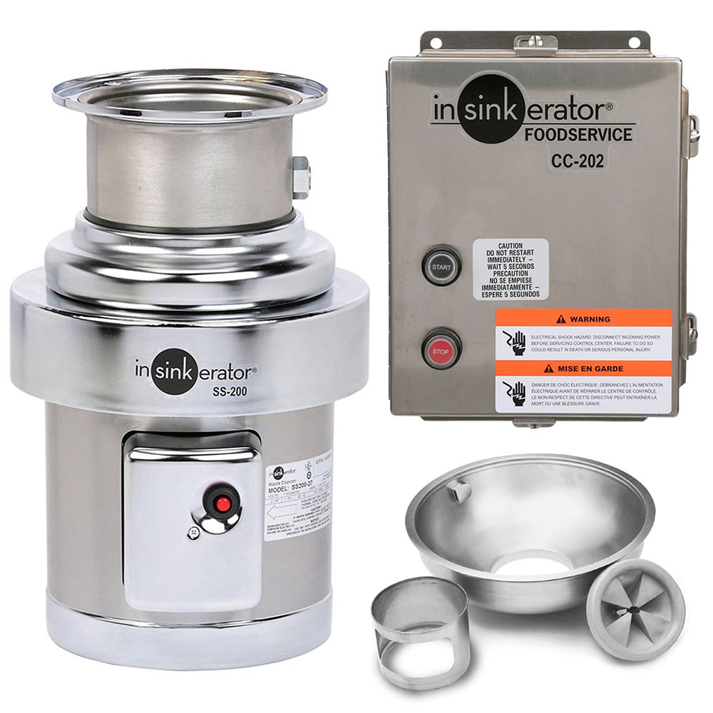 InSinkErator SS-200-18B-CC202 Disposer Pack, 18 in Bowl, Sleeve Guard, CC202 Panel, 2 HP, 115/1V