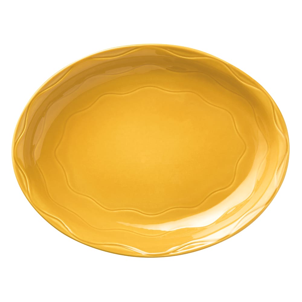Libbey 903033615 9 5/8" x 7 5/8" Oval Cantina Platter - Porcelain, Saffron