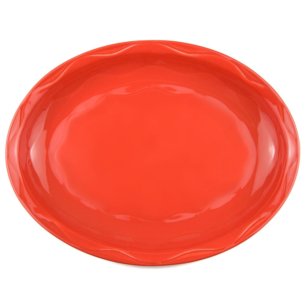 Libbey 903034001 13 5/8" x 10 1/2" Oval Cantina Platter - Porcelain, Cayenne