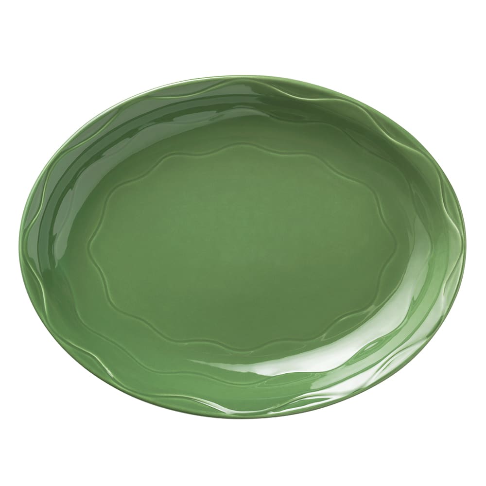 Libbey 903035008 11 5/8" x 9 1/4" Oval Cantina Platter - Porcelain, Sage