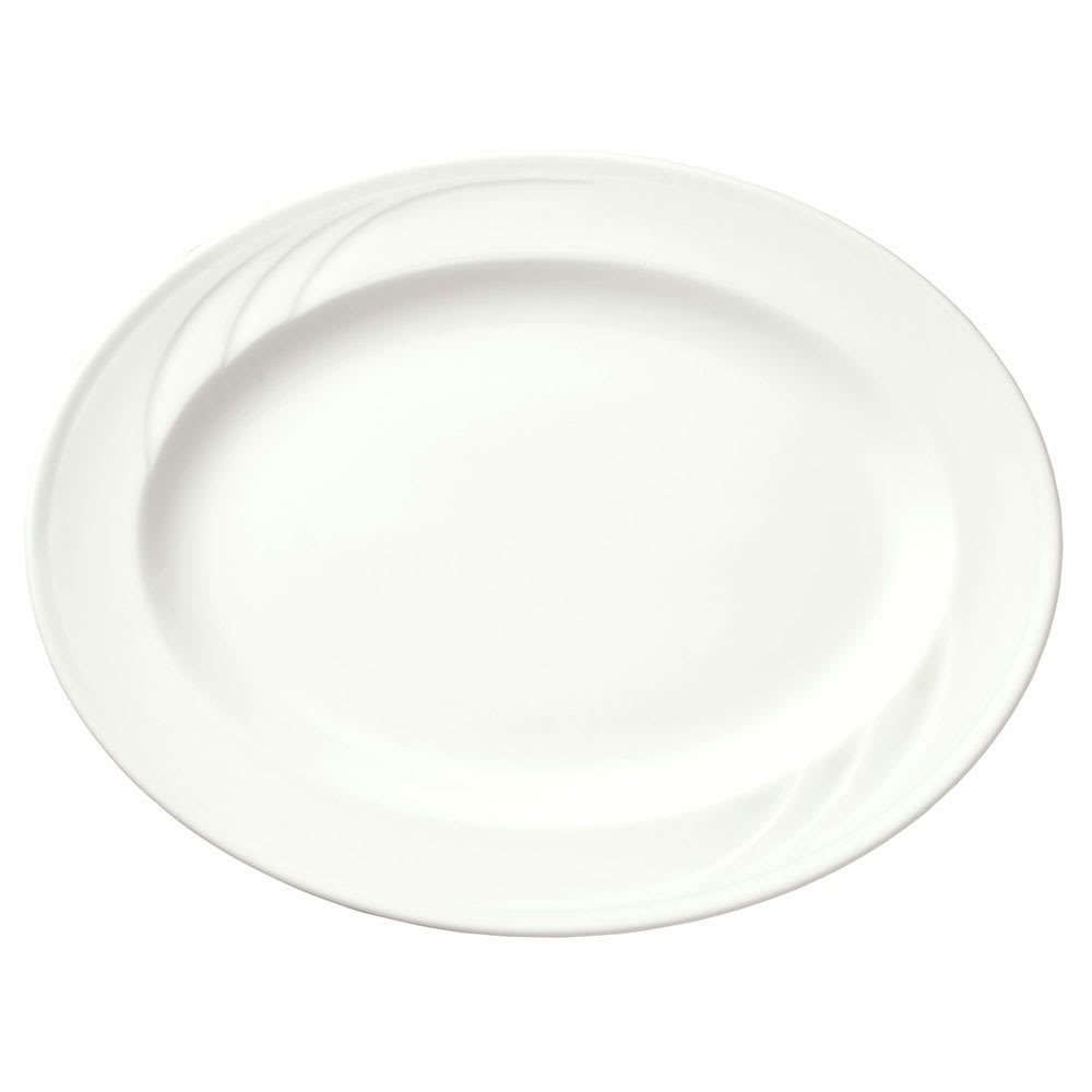 Libbey 905437884 11-1/2" x 8-3/8" Oval Elan Platter - Porcelain, White Royal Rideau™