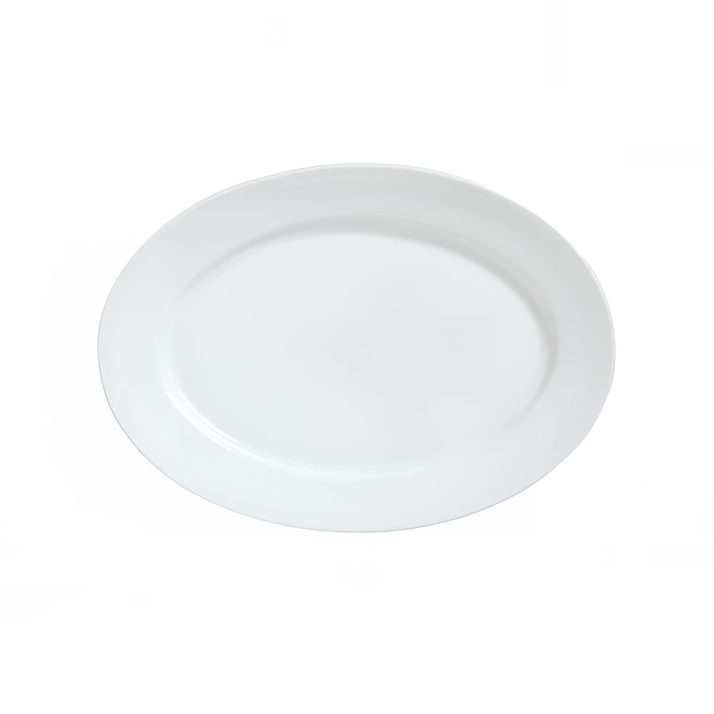 Libbey 911194008 14-1/2" x 10-1/4" Oval Reflections Platter - Porcelain, Aluma White
