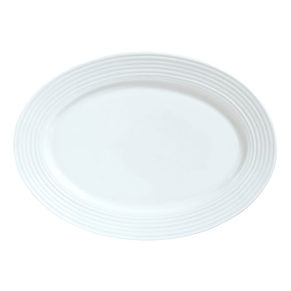 Libbey 911196008 14-1/2" x 10-1/4" Oval Repetition Platter - Porcelain, Aluma White