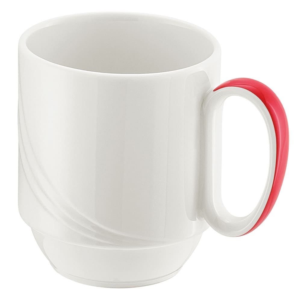 Libbey 9185629-62931 9 1/2 oz Schonwald Mug - Donna Senior, Porcelain, White/Red