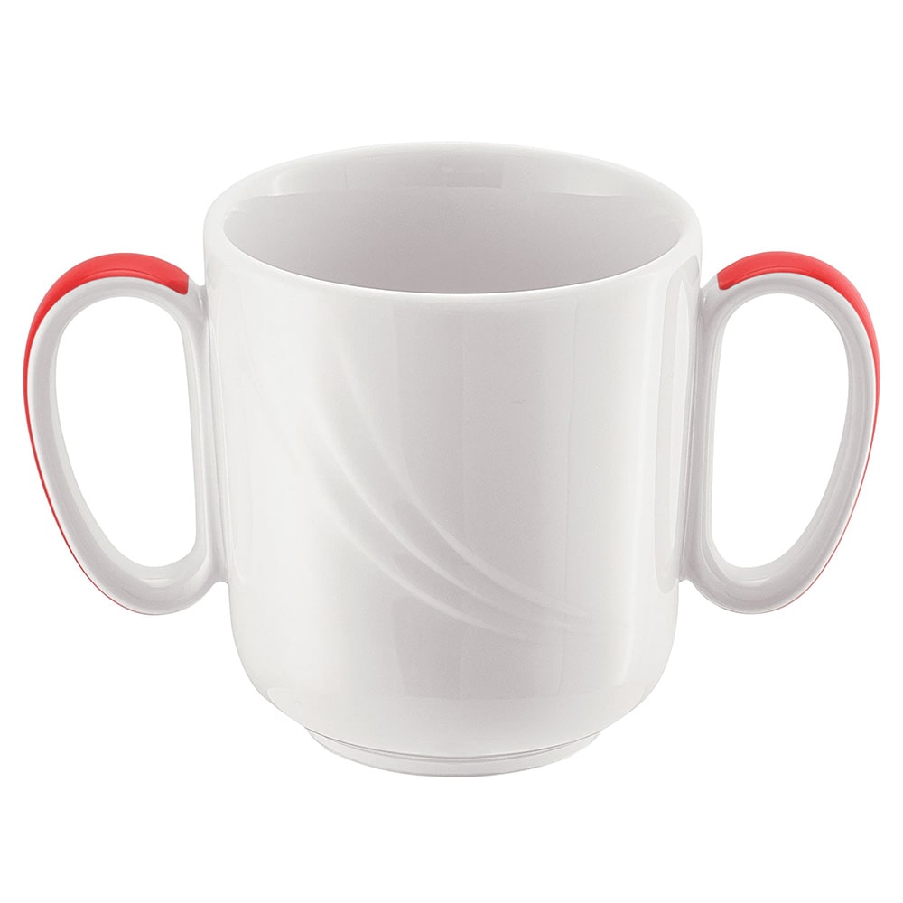 Libbey 9185631-62931 10 1/2 oz Schonwald Mug - Donna Senior, Porcelain, White/Red