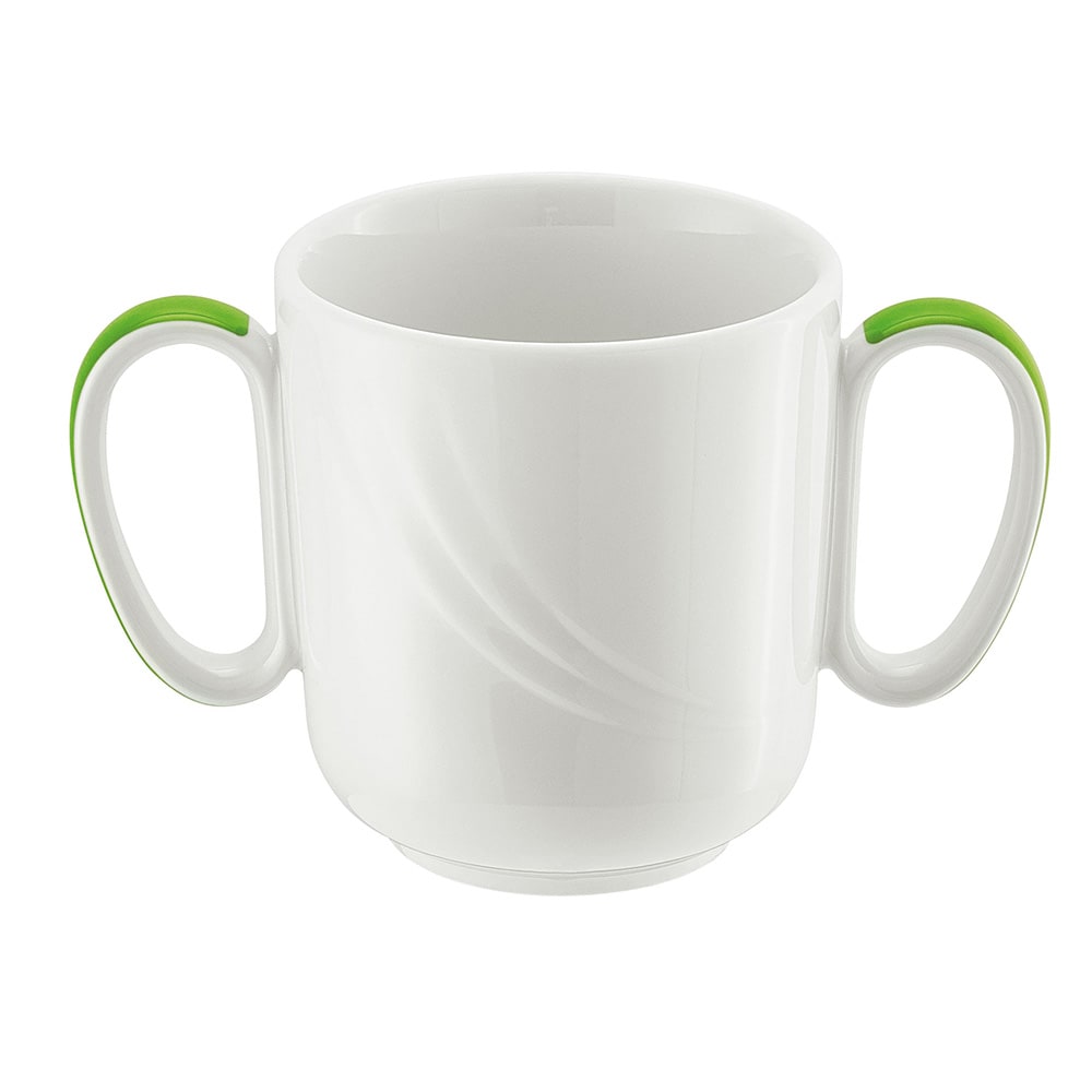 Libbey 9185631-62941 10 1/2 oz Schonwald Mug - Donna Senior, Porcelain, White/Green