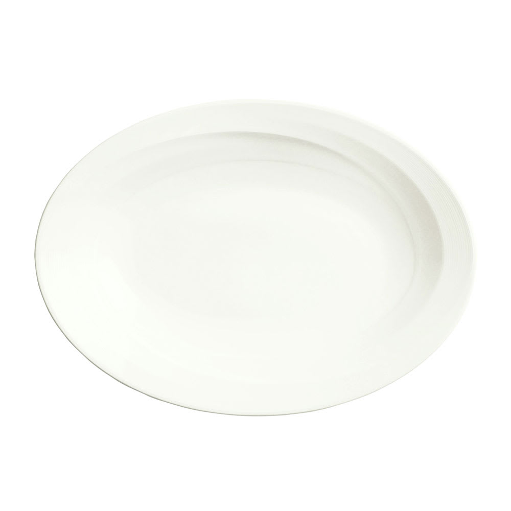 Libbey 987659315 12-1/2" x 9" Oval Silk Platter - Porcelain, White Royal Rideau
