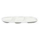 Libbey 999023303 13 3/4" x 5" Oval Porcelain Tray w/ (3) Compartments, Lunar White thumbnail 3