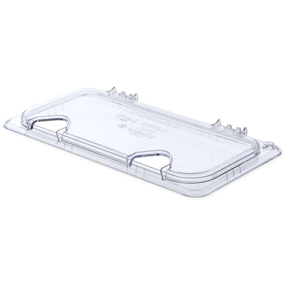 Carlisle Universal Third-Size Hinged Food Pan Lid - Notched, Polycarbonate, Clear (10280Z07)