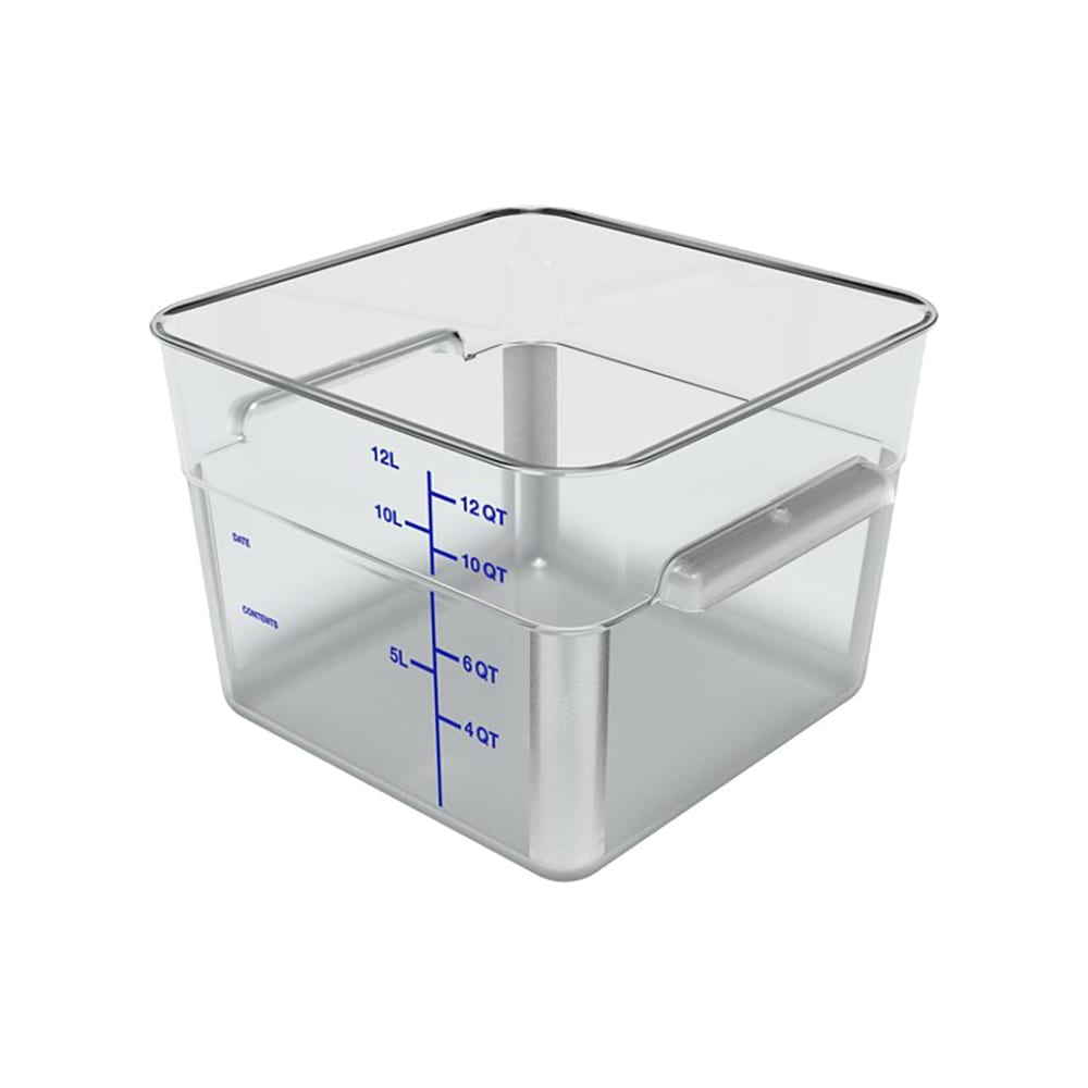 Carlisle 12 qt Square Food Storage Container - Polycarbonate, Clear (11954AF07)