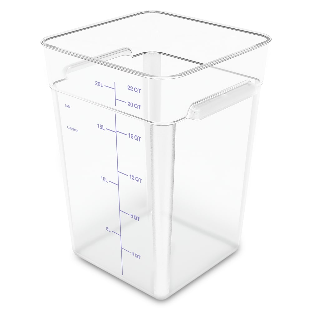 Carlisle 22 qt Square Food Storage Container - Polycarbonate, Clear (1195607)