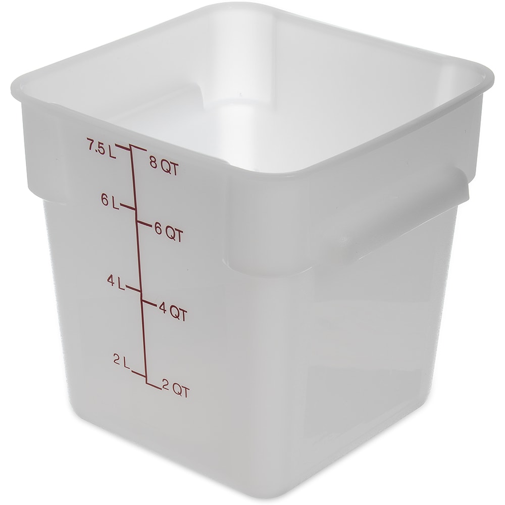 Carlisle 8 qt Square Food Storage Container - Polyethylene, White (11963PE02)