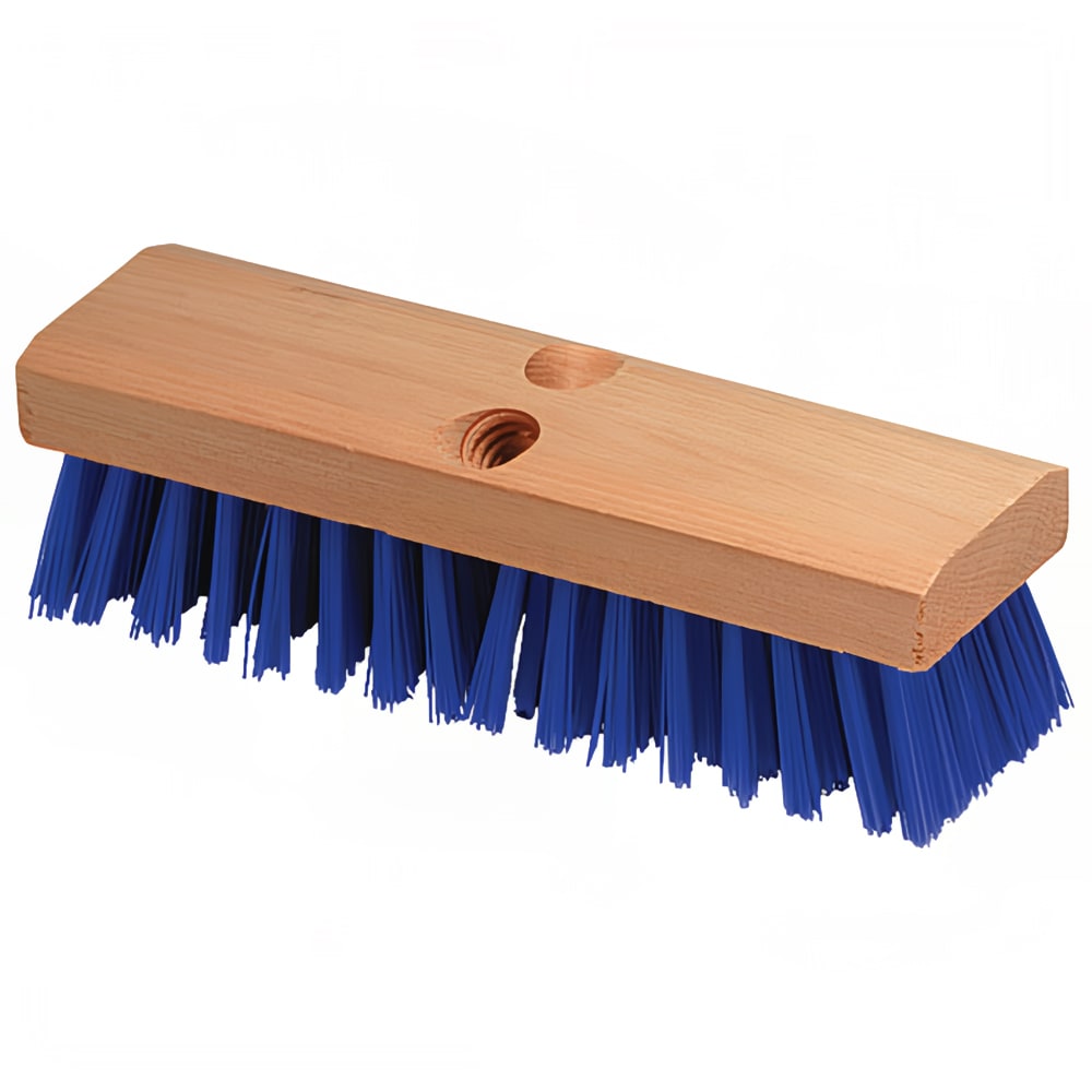 Carlisle 10" Deck Scrub Brush Head - Poly/Hardwood, Blue (3617514)