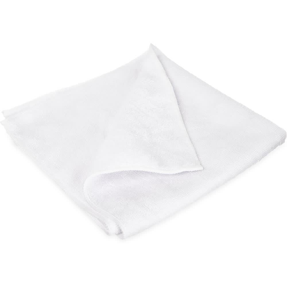 Carlisle 16" Square Microfiber Cleaning Cloth - Suede Finish, White (3633402)