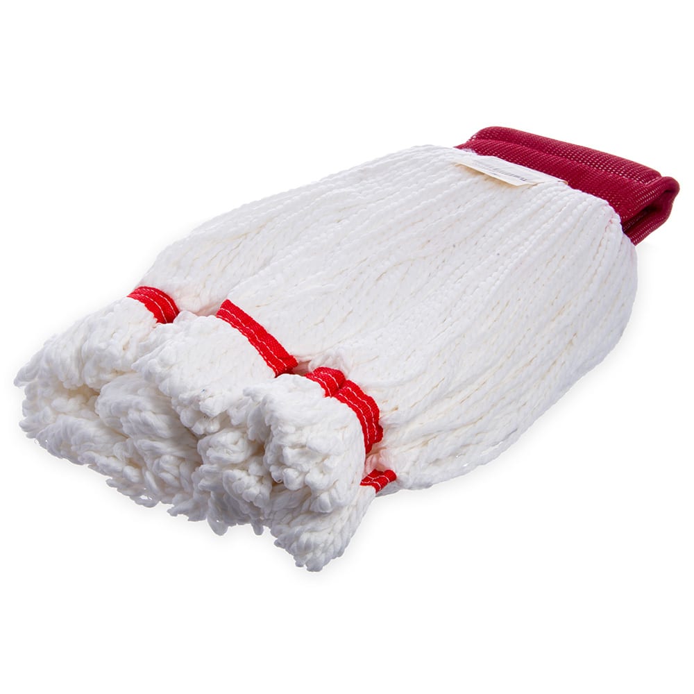 Carlisle Wet Mop Head - Looped End, Microfiber Yarn, White/Red (36942002)