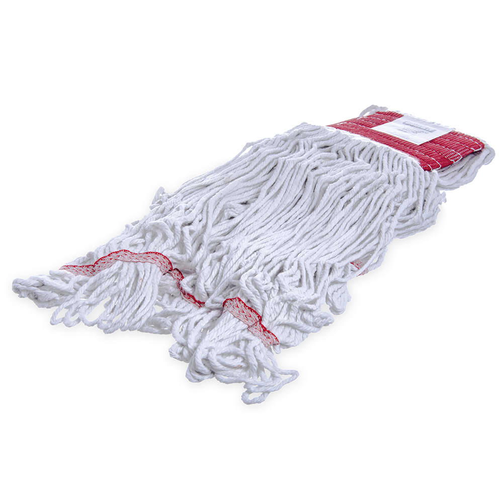 Carlisle Wet Mop Head - 4 Ply Synthetic/Cotton Blend Yarn, White/Red (369424B00)