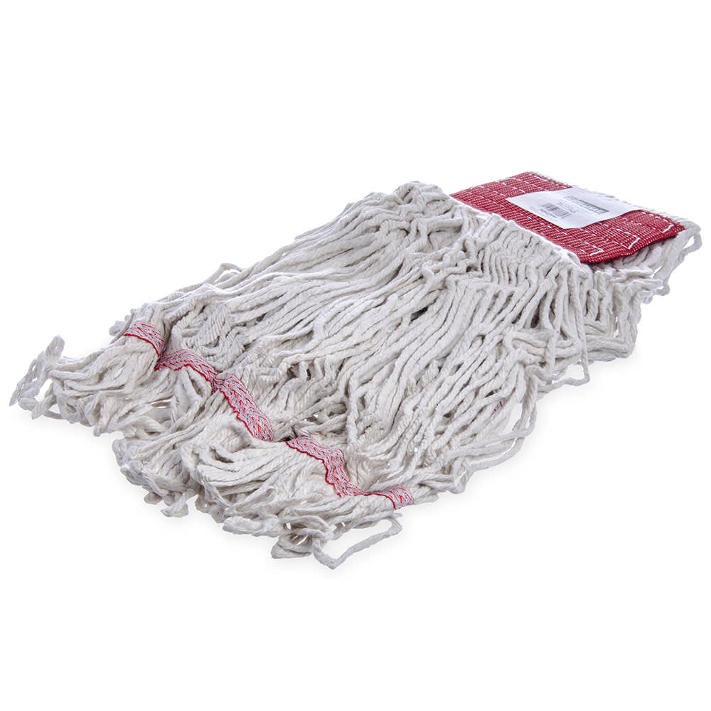Carlisle Wet Mop Head - 4 Ply Cotton Yarn, White/Red (369552B00)