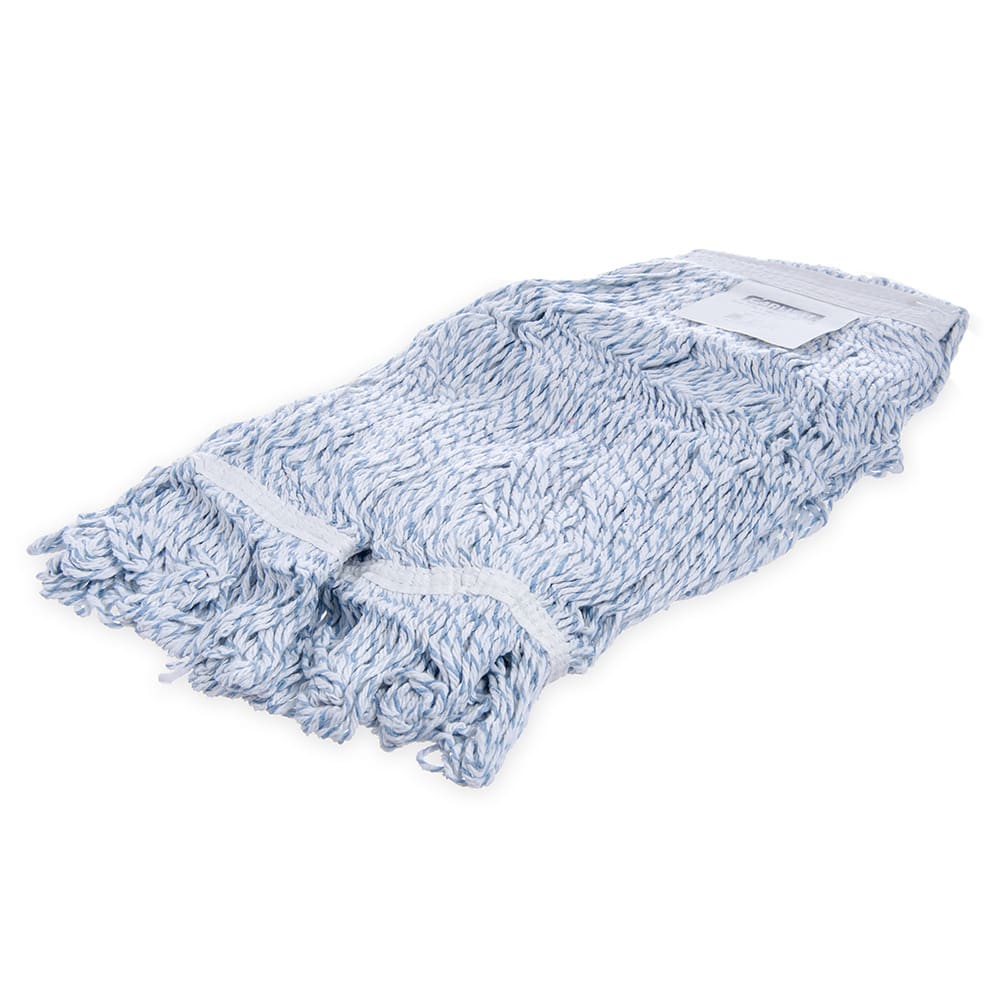 Carlisle Medium Finishing Mop Head - 4 Ply Rayon/Cotton, Blue/White (369670B14)