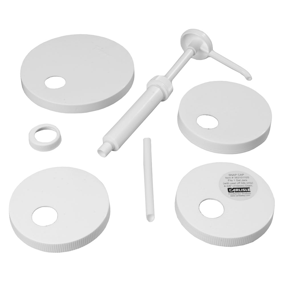 Carlisle Standard Pump Kit w/ (2) Restrictor Clips & (5) Lids, Plastic, White (38310)
