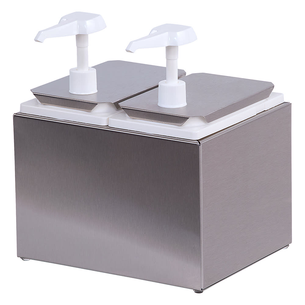 Carlisle Topping Rail Condiment Dispenser w/ (2) Pumps, (1) oz Stroke, Stainless (38502)