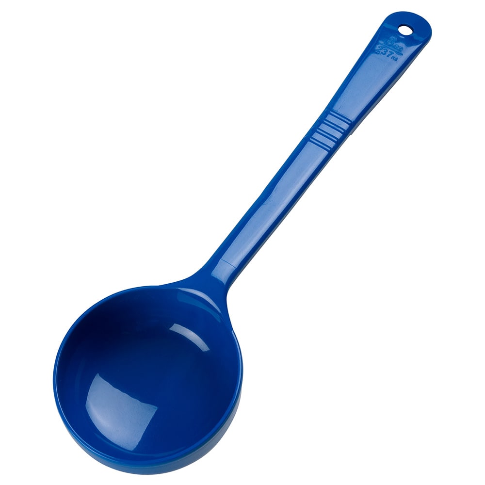 Carlisle 8 oz Solid Portion Spoon - Long Handle, Poly, Blue (399214)