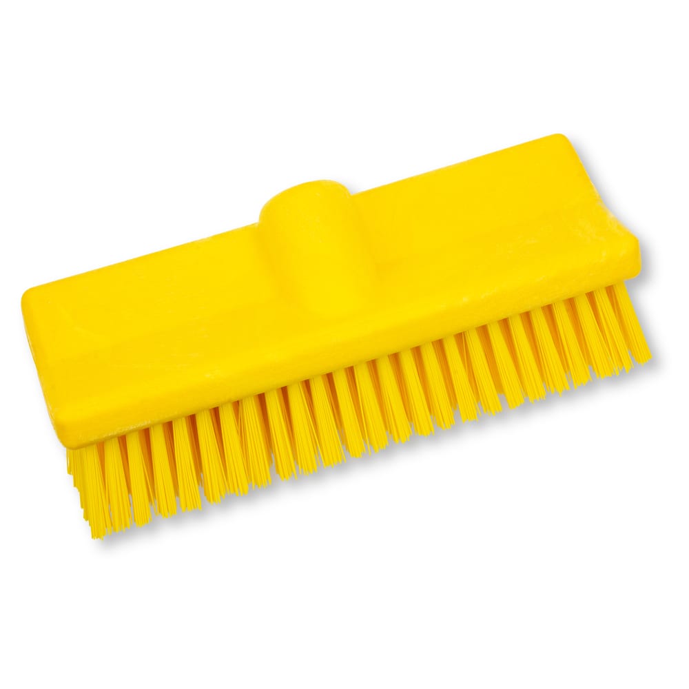 Carlisle 10" Dual Surface Floor Scrub Brush Head - Split Shape, Poly/Plastic, Yellow (40423EC04)