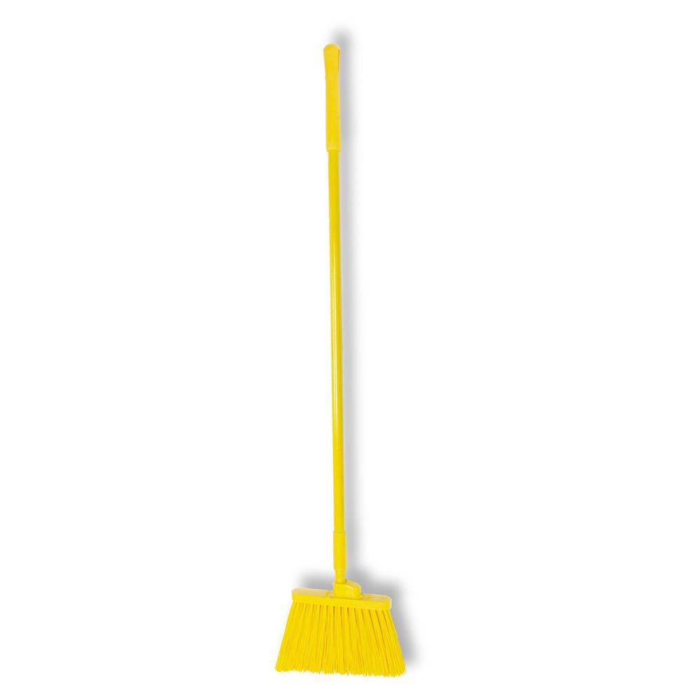 Carlisle 56"L Duo-Sweep® Lobby Broom w/ Yellow Angled Bristles & Blue Fiberglass Handle - Unflagged (41083EC04)