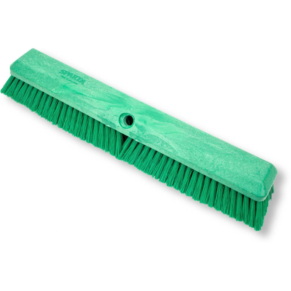 Carlisle 18" Push Broom Head with Fine/Medium Polyester Bristles - Plastic Block, Green (41890EC09)