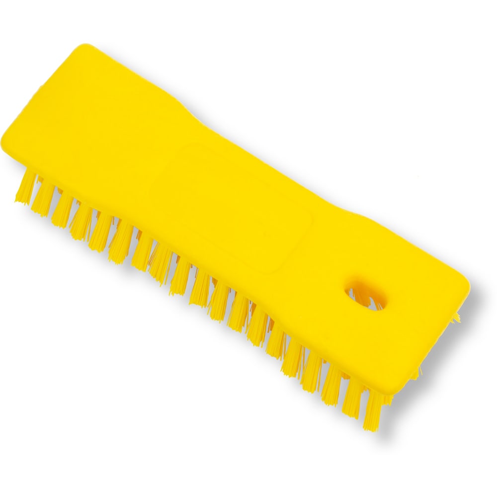 Carlisle 8" Comfort Grip Hand Scrub - Polyester Bristles, Yellow (42024EC04)