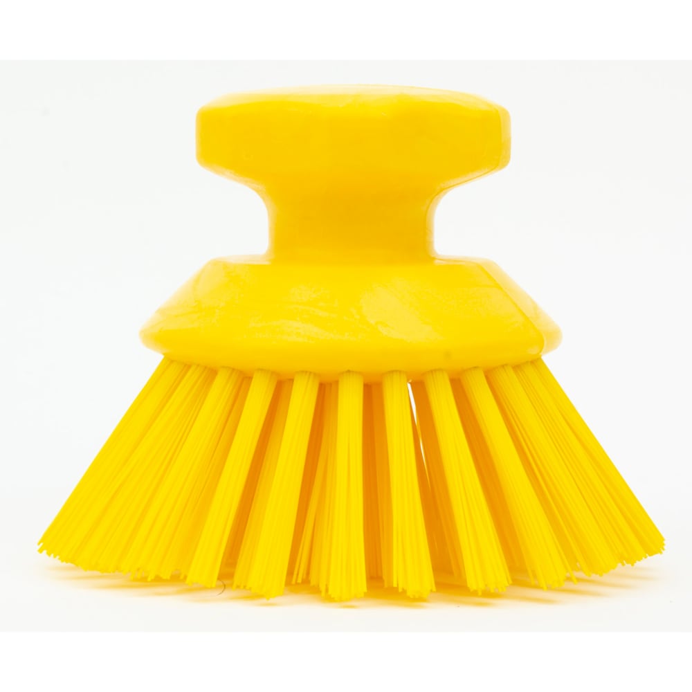 Carlisle 5" Round Scrub Brush - Polyester Bristles, Yellow (42395EC04)