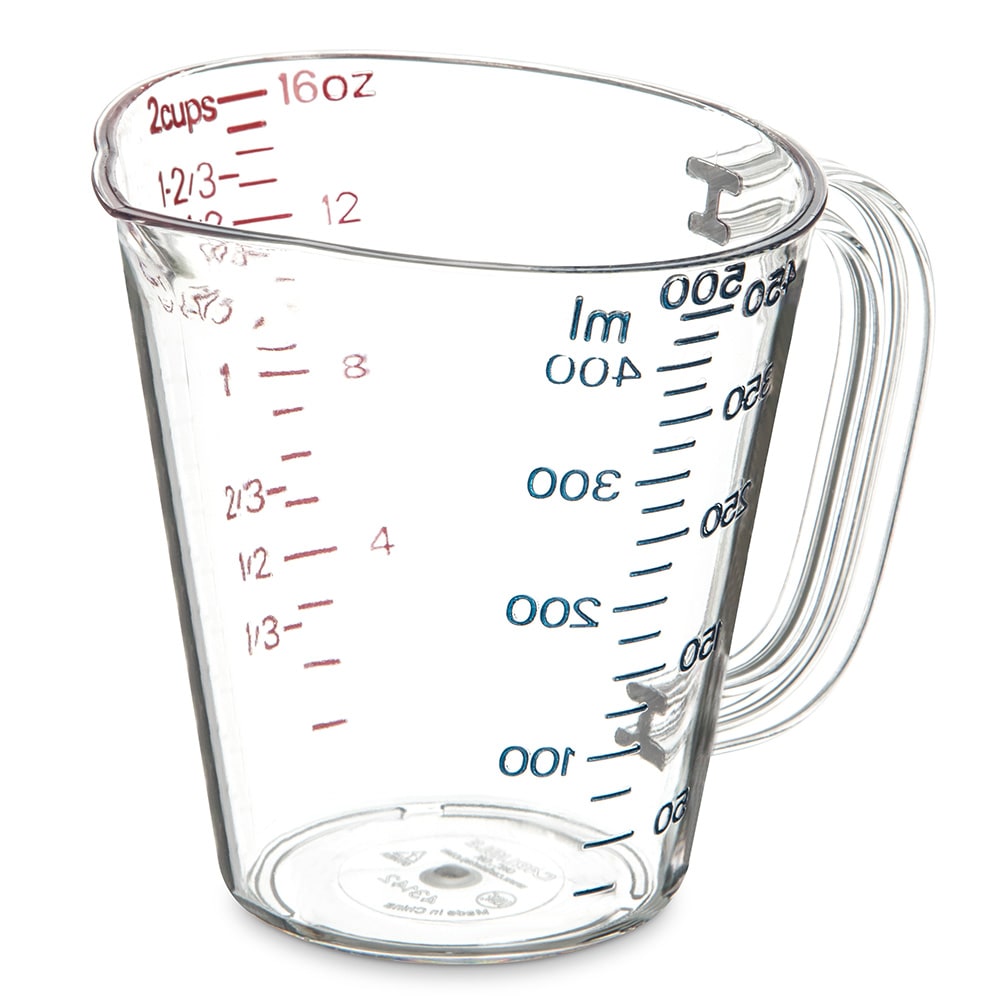 Carlisle 16 oz Oval Measuring Cup w/ Pour Spout & C-Handle, Polycarbonate, Clear (4314207)