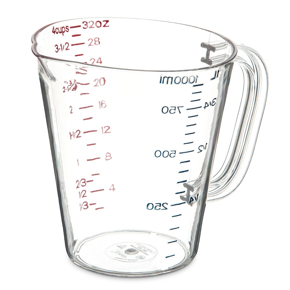 Carlisle 32 oz Oval Measuring Cup w/ Pour Spout & C-Handle, Polycarbonate, Clear (4314307)