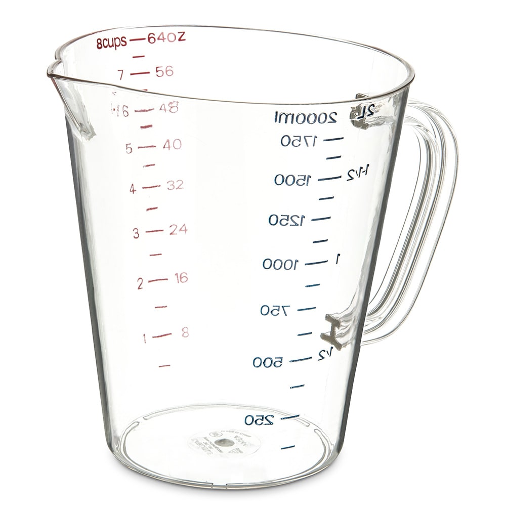 Carlisle 64 oz Oval Measuring Cup w/ Pour Spout & C-Handle, Polycarbonate, Clear (4314407)